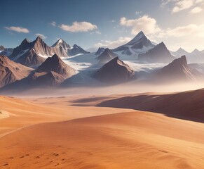 Naklejka premium Glacier with Sahara dust and mountains in the background, nature, europe, mountains