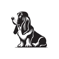 Basset Hound Dog Minimalist Vector - Basset Hound Silhouette - Basset Hound Illustration.