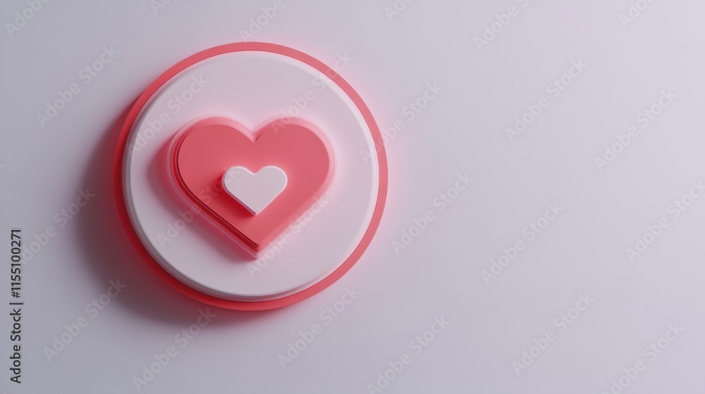 Aufkleber a minimal 3d design of a notification icon with a heart symbol, evoking digital interaction and succ