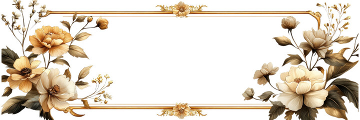 Elegant Thin Gold Outline Frame on White Background, Simple Design for Modern Decor, Ideal for Art Displays and Invitations
