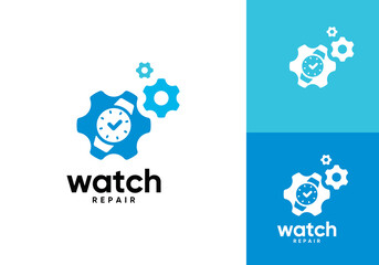 watch with gear logo design vector concept