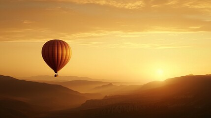 Fototapeta premium A hot air balloon ride over a vibrant desert landscape during golden hour, breathtaking and surreal
