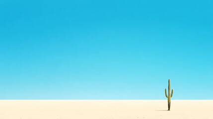 Obraz premium minimalist depiction of barren desert landscape with cactus