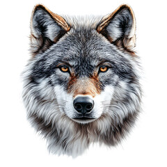 Obraz premium Head artistic wolf realistic illustration design isolated on transparent background