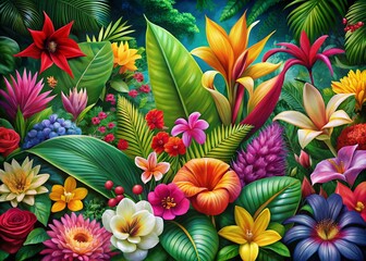 Tropical Flower Banner - Lush Floral Display