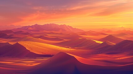 Naklejka premium a desert landscape with magical colors of sky and sand dunes 