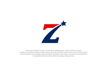letter z shooting star usa american flag logo
