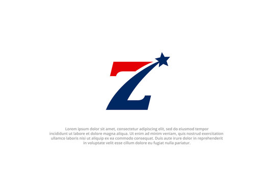 letter z shooting star usa american flag logo