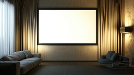 Modern Living Room Interior Design With Large Blank Canvas