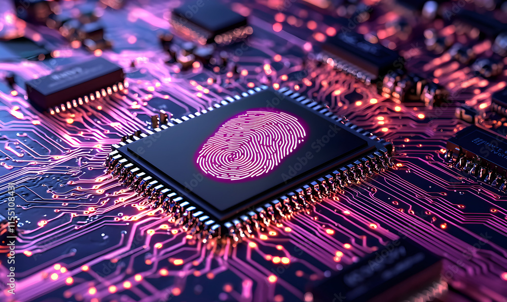 Poster circuit board with fingerprint pattern for technology concept design