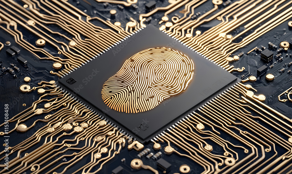 Poster Abstract Circuit Board with Unique Fingerprint Design Element