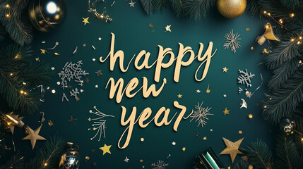 Fototapeta premium Happy new year written on a beautiful background for celebration