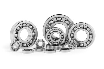 Heap of Shiny Chrome Steel Ball Bearing. 3d Rendering