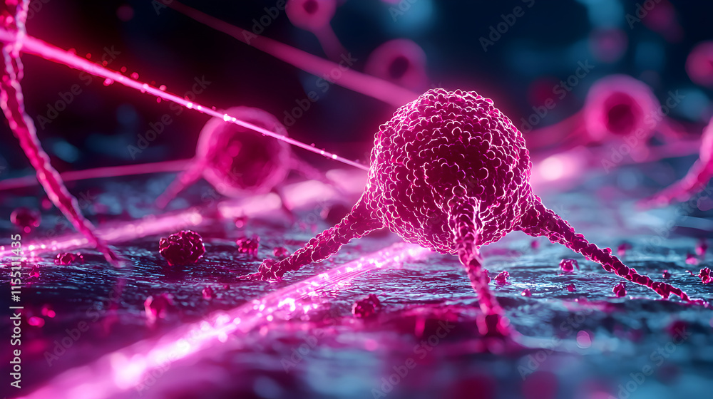 Poster high-resolution microscopic view of vibrant cellular structures