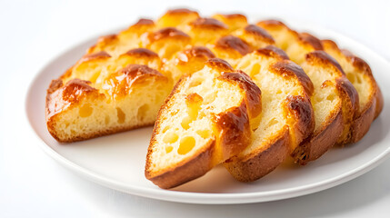Sweet Fougasse with Orange Flavors on White Plate