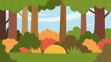 Bright colorful forest. Forest background. Vector.