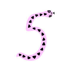 Pink Snake Shaped Like Number Five