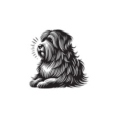 Minimalist Pyrenean Shepherd Dog Vector - Pyrenean Shepherd Dog Silhouette - Dog Illustration.