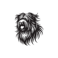 Minimalist Pyrenean Shepherd Dog Vector - Pyrenean Shepherd Dog Silhouette - Dog Illustration.