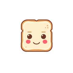 Fototapeta premium simple minimalist toast with cute cartoon face vector illustration isolated transparent background