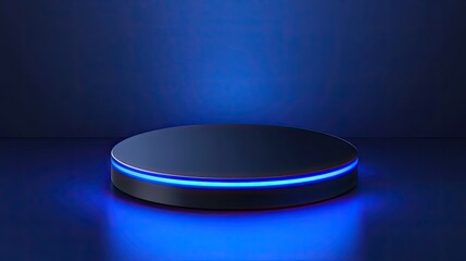 Illuminated Circular Platform Dark Blue Background