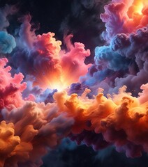 Vibrant abstract cells with swirling clouds of gas and dust, astronomy, dust