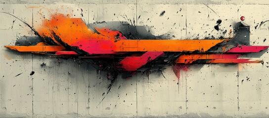 Abstract graffiti art featuring vibrant colors and dynamic shapes on a concrete background.