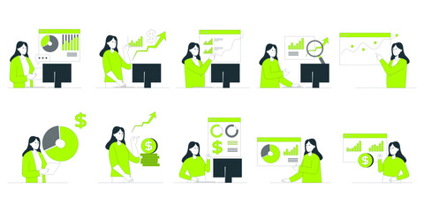 Professional Women in Training Flat Illustrations