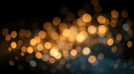 Obraz premium A de-focused abstract background featuring shimmering glitter lights in blue, gold, and black hues.