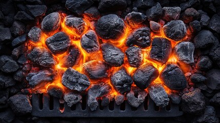 Hot coals burning brightly in a grill.