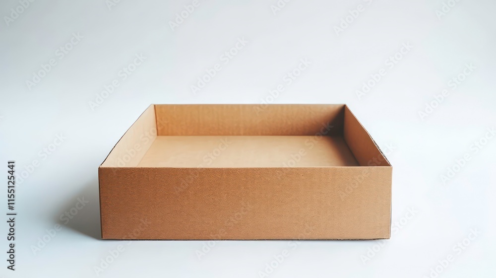 Aufkleber minimalist cardboard box with a blank surface on a white background for creative mockup and design p