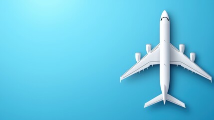 Airplane in flight over blue sky aerial view aviation photography travel concept