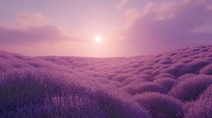 Lavender Field Sunset Serene Peaceful Landscape