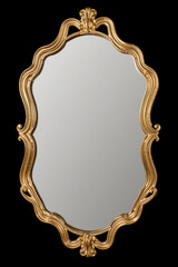 Gold ornate oval mirror.  Vintage, decorative, and elegant.