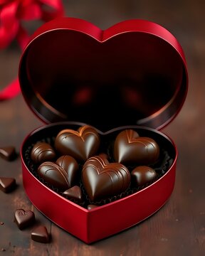 boite de chocolat rose en forme de c&oelig;ur avec des petits chocolats dedans en forme de c&oelig;ur 