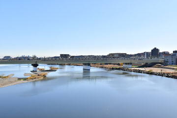 河川に架かる鉄橋