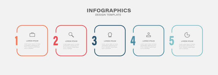 Vector Infographic label design template with icons and 5 options or steps