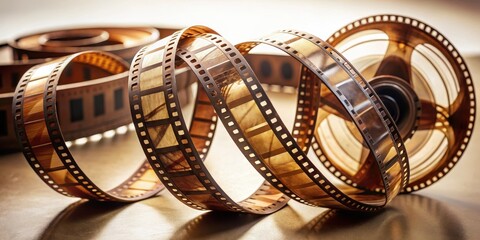 Film streifen geschwungen auf einer altmodischen Maschine, cinema film