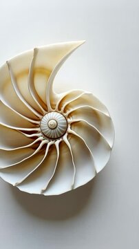Beautiful nautilus shell displays intricate patterns and elegance on a white background that enhances its natural beauty