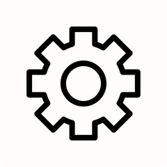 Black and White Gear Icon Symbolizing Mechanics or Technology