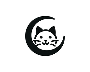 Cat logo design icon symbol vector template. Silhouette cat illustration