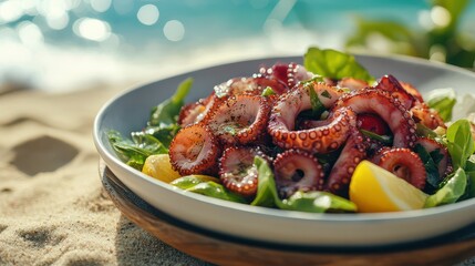 Grilled Octopus Salad on the Beach.