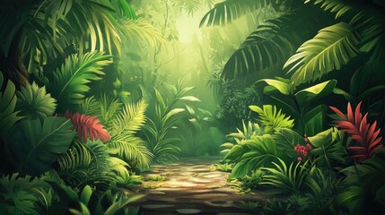 Lush Tropical Jungle Path Awaits Exploration
