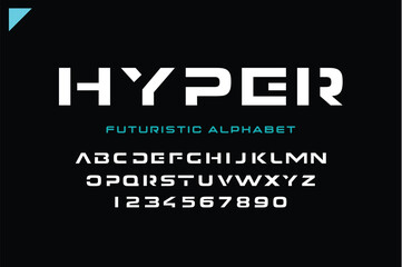 Modern Futuristic Font for Title, Header, Lettering, Logo, Monogram. Corporate Business Luxury Technology Typeface. Letters, Numbers Line art style.
