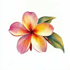 Watercolor Painting of a Plumeria Flower