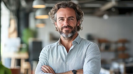 Fototapeta premium Confident Middle-Aged Man in Modern Office.