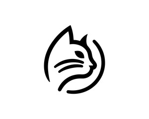 Cat logo design icon symbol vector template. Silhouette cat illustration
