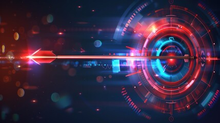 Obraz premium Digital Target: Arrow Striking Futuristic Interface