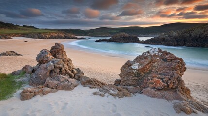 Serene Sunrise at a Peaceful Beach with Soft Sands