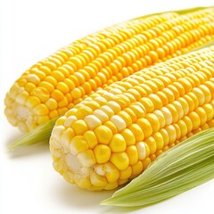 Fresh corn on the cob with yellow kernels and green husks ready for summer grilling or cooking